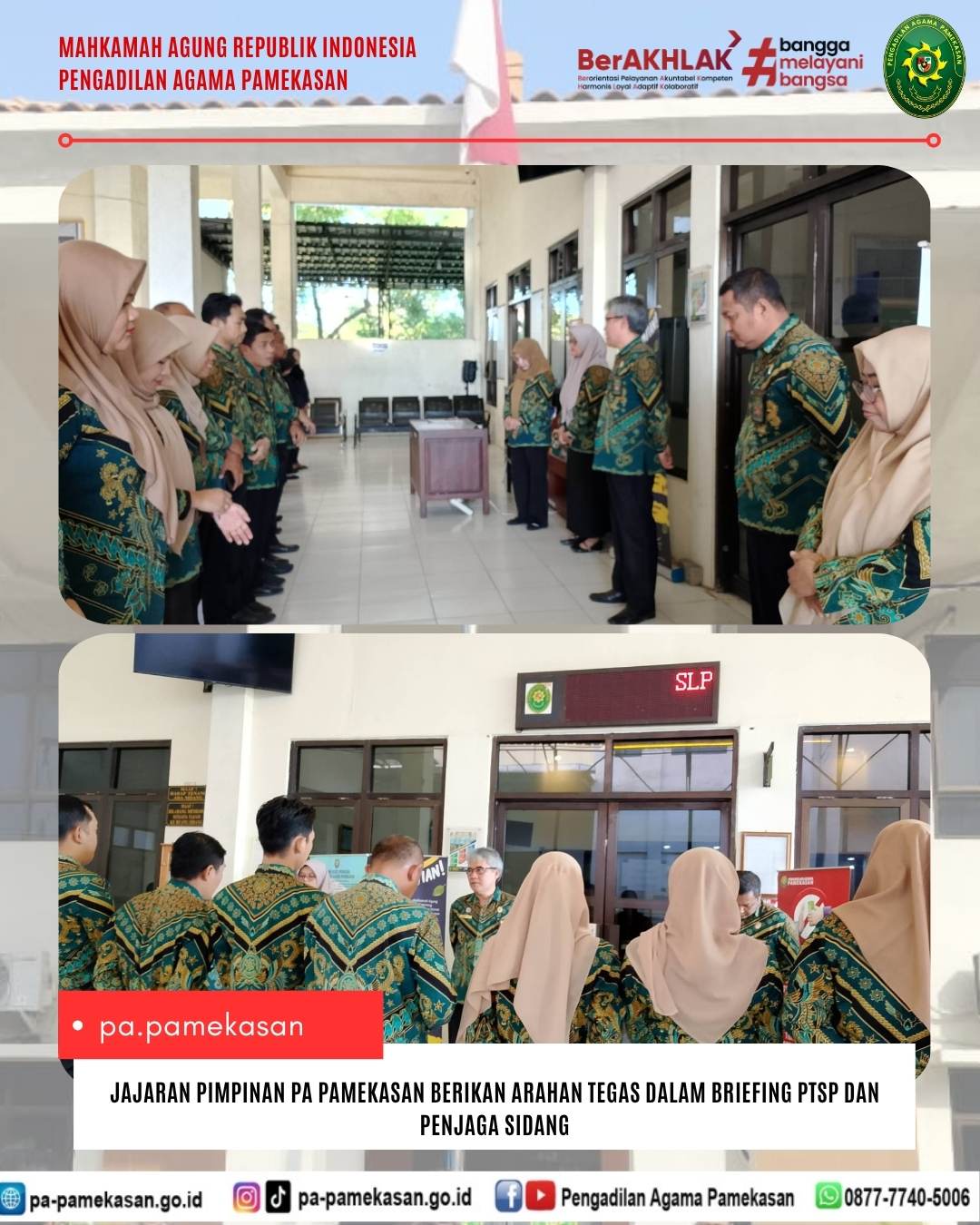 Jajaran Pimpinan PA Pamekasan Berikan Arahan Tegas Dalam Briefing PTSP dan Penjaga Sidang